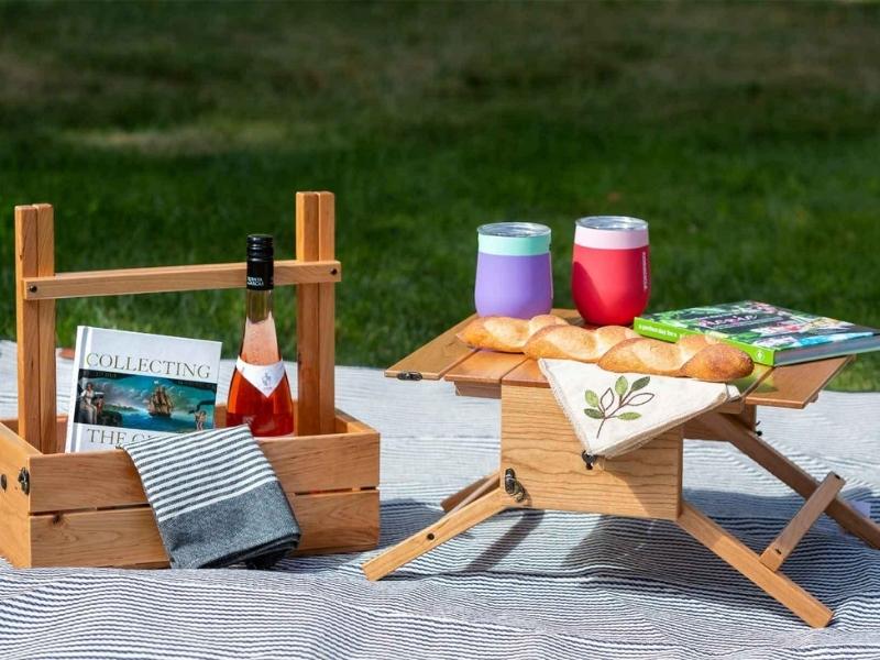 Personalized Picnic Table Wine Carrier for unique wedding gifts for second marriage