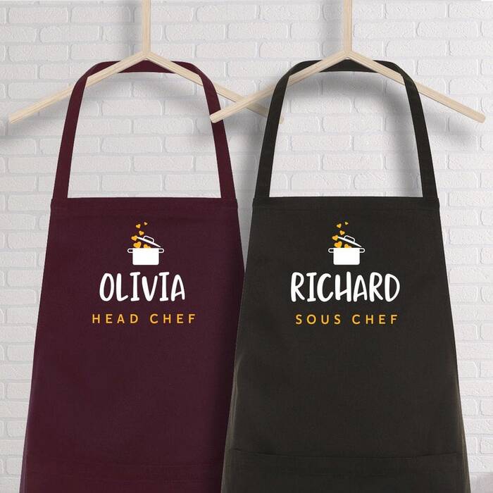 Mommy and Me Aprons Head Chef Sous Chef Apron Set