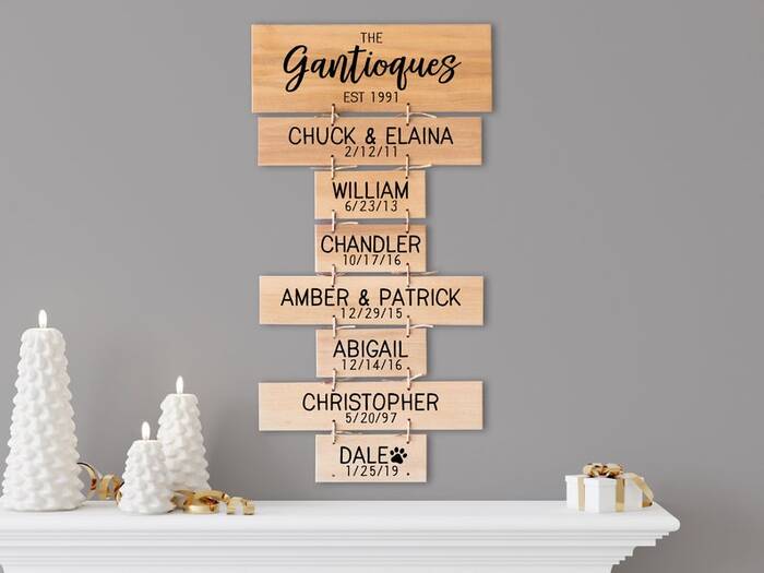 Family Name Sign - wedding gifts for couples who already live together.