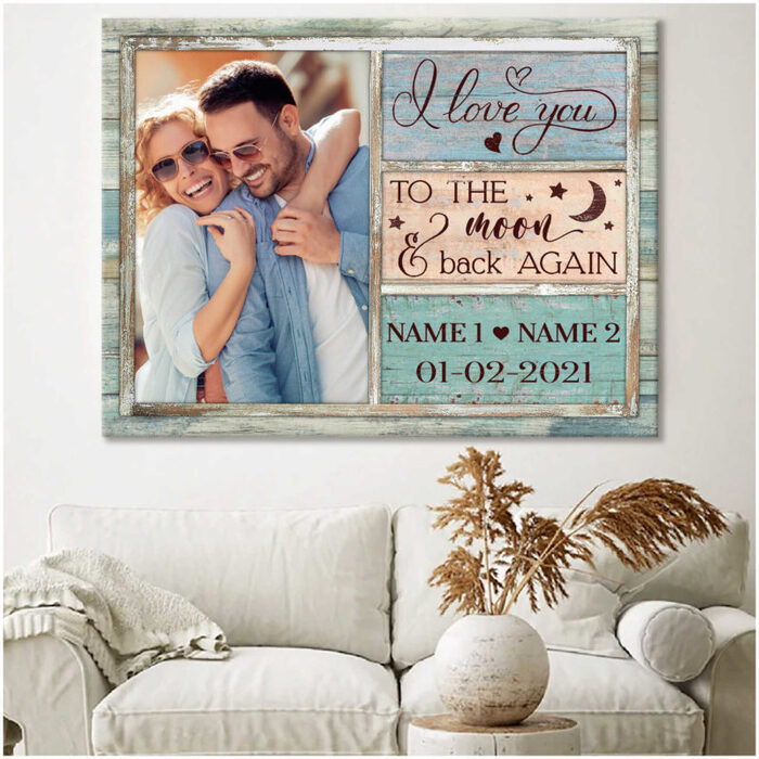 I Love You To The Moon And Back Canvas Art - Wedding Gifts For Couples Who Live Together.