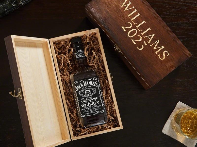 Wooden Engraved Bottle Boxes for last minute anniversary gifts for him diy