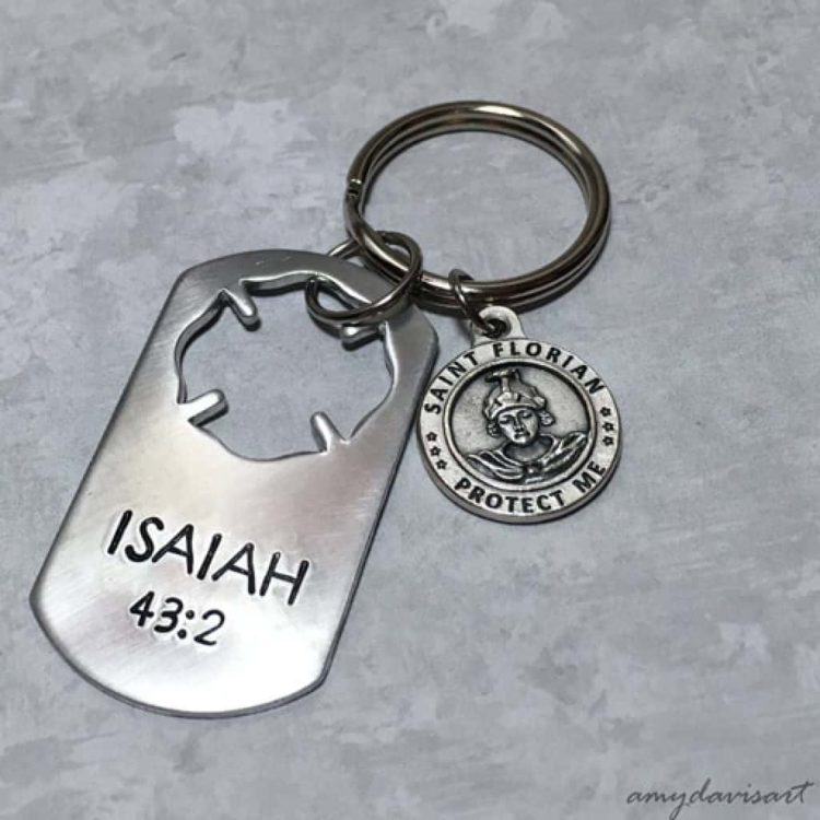 Christian gifts for men - St. Florian Keychain