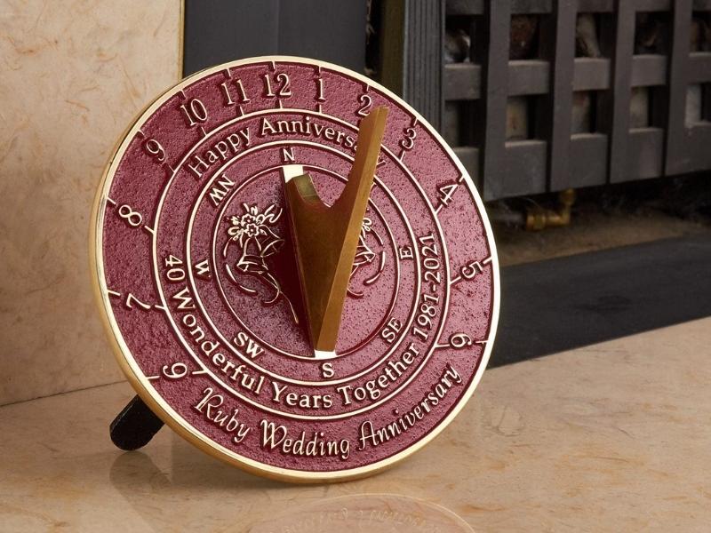 40th Wedding Anniversary Sundial for modern 40th anniversary gift