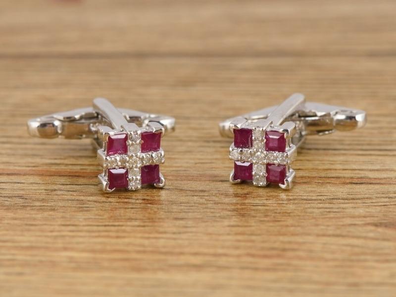 Pink and Dink Ruby Red Cufflinks - 40th anniversary gift for husband
