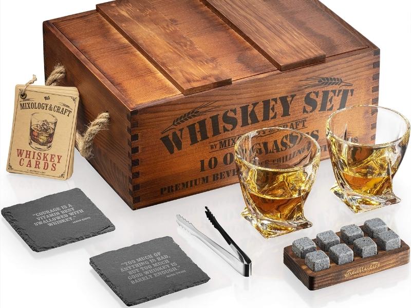 Premium Whiskey Stones Gift Set For 3Rd Anniversary Gifts For Friends