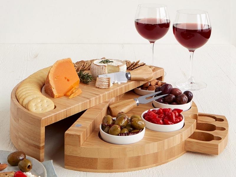 Compact Swivel Cheese Board For 10Th Anniversary Gifts For Friends