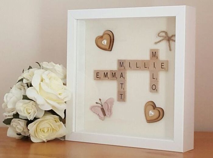 Scrabble picture frame: romantic homemade gifts for girlfriend