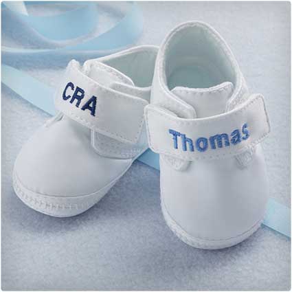 Baptism gifts for son -Personalized Satin Baby Shoes