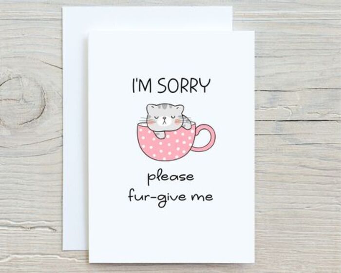 Forgive me card: cute gift to say sorry