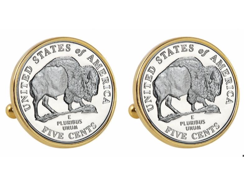 American Coin Treasures Bison Nickel Cufflinks for the 21st year anniversary gift