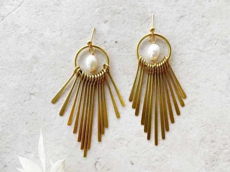 Brass Drop Earrings For 21St Anniversary Gift Ideas For Her