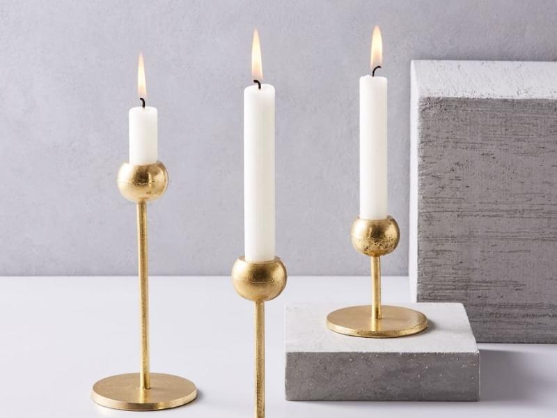 Modern Brass Candle Holder For The 21St Year Anniversary Gift