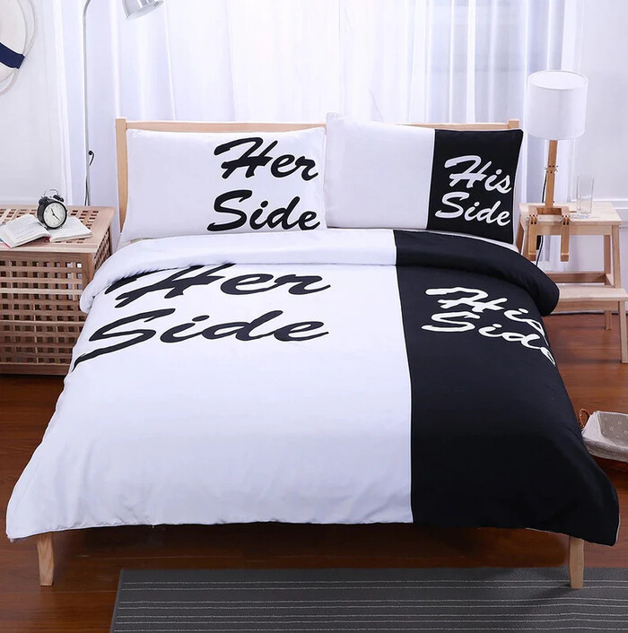 His &Amp; Her Side Duvet Cover And Pillow Cases - Funny Gifts For Groom.
