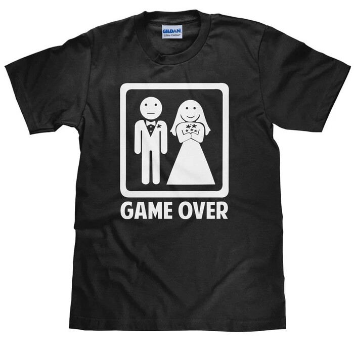 Funny Bride and Groom Meme & Quote T-Shirt Game Over