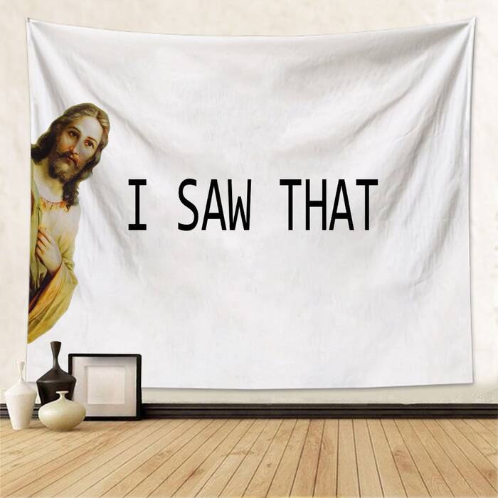 Hilarious " I Saw That" Tapestry- funny gifts for groom. 
