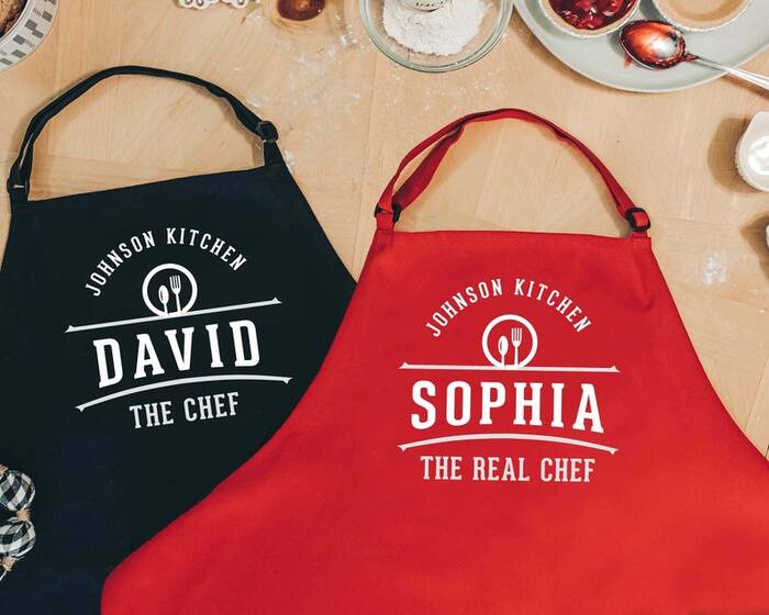 Funny Couple Aprons - Funny Gifts For Groom On Wedding Day. 