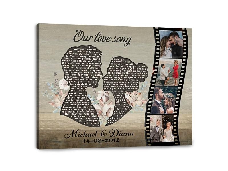 Personalized Photo Canvas Print with a love song for traditional 35th anniversary present