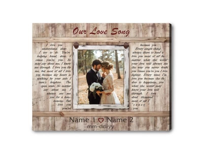Custom Song Lyrics Canvas Print as a gift to remind the couple of their special day 35 years ago