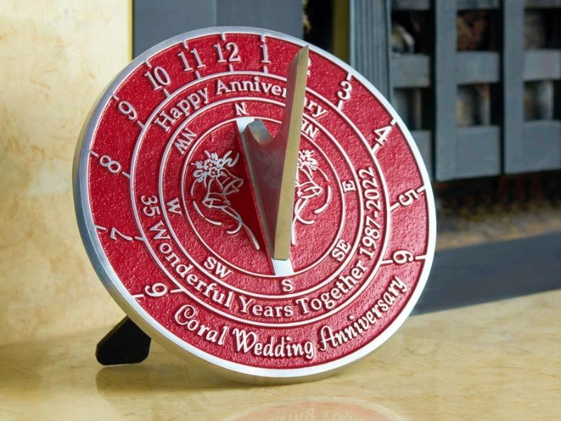 Coral Wedding Anniversary Sundial for the 35th anniversary present