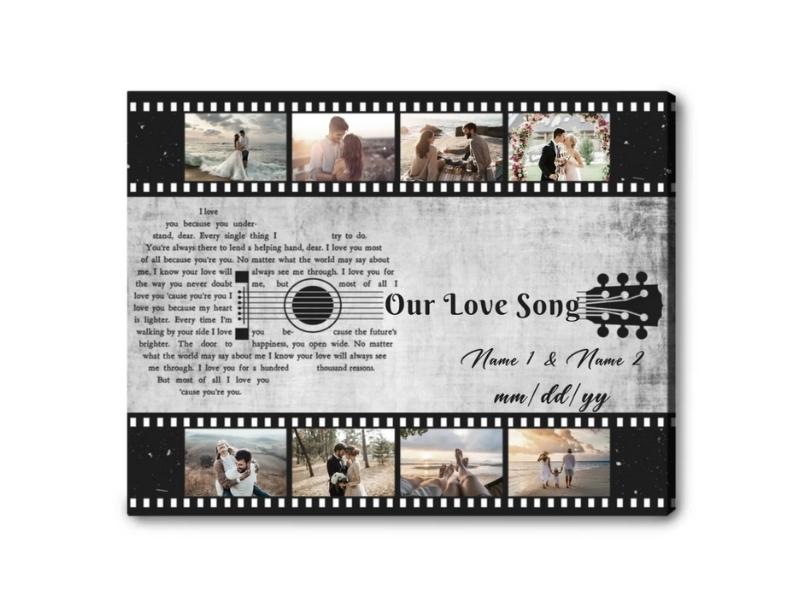Song Lyrics on Photo Canvas Print for the 35th anniversary gift for parents