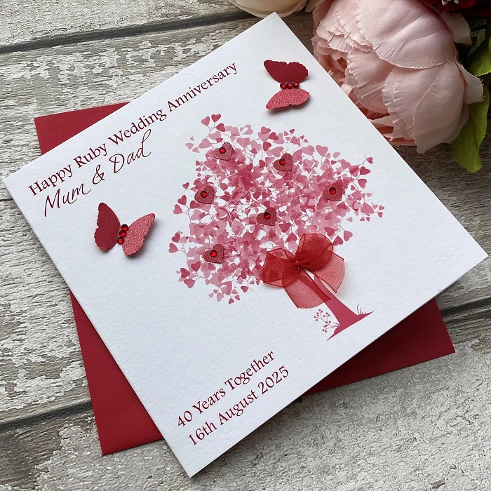 Personalised Ruby Wedding Anniversary Gifts Card