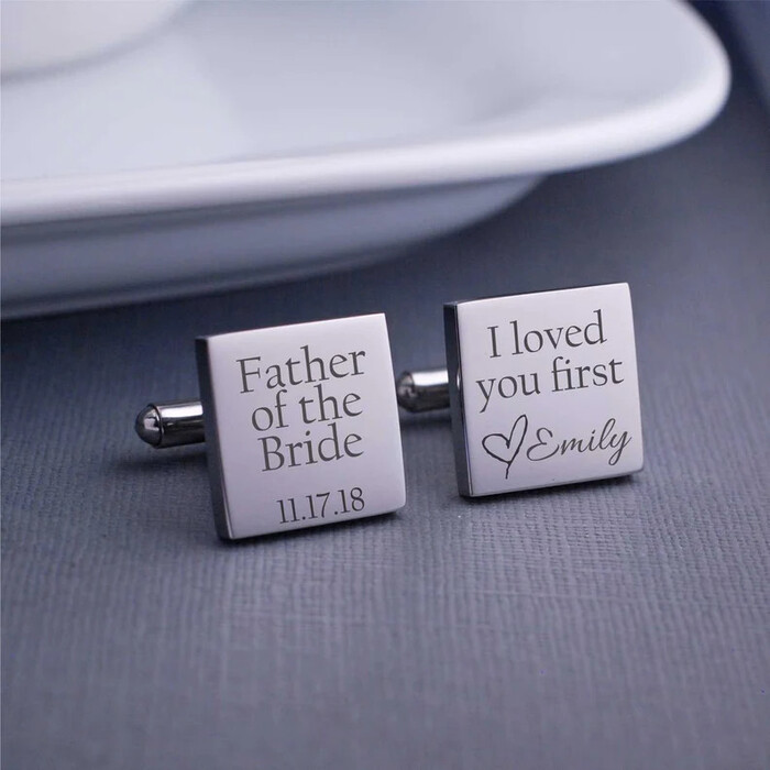 Engraved Cufflinks - wedding gift for father of the bride. 