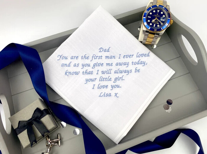 Handkerchief Message - gifts for father of the bride from daughter.