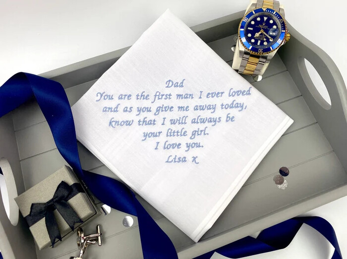 Handkerchief Message - Gifts For Father Of The Bride From Daughter.