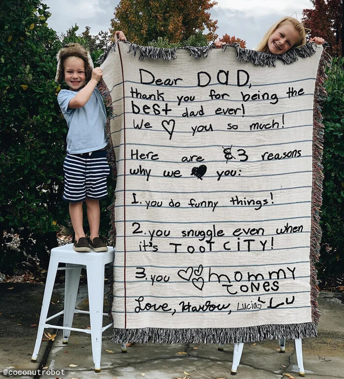Handwritten Letter Blanket - wedding gift for father of the bride. 
