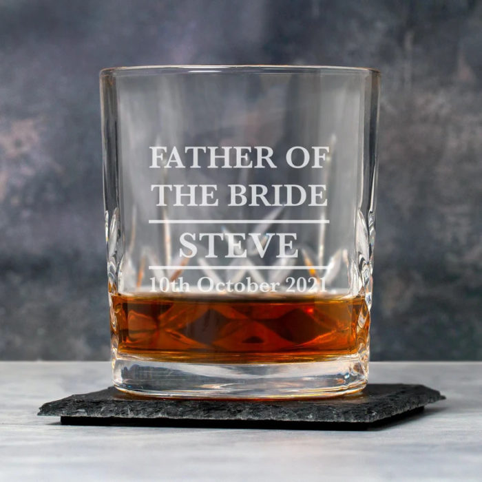 Customized Whiskey Glass - gift from groom to father of the bride. 