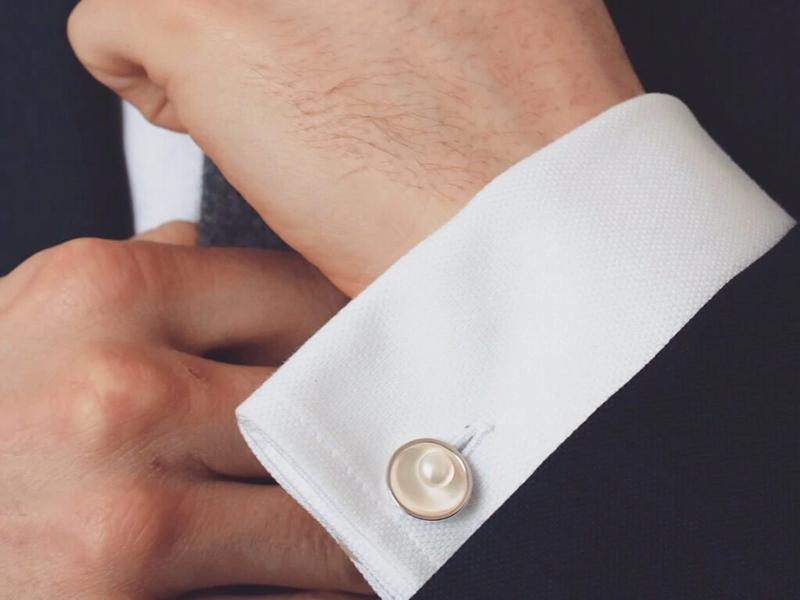 Pearl-inspired Cufflinks - 12 year anniversary gift traditional and modern for him