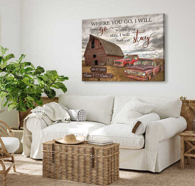Rustic canvas: simple gift for her