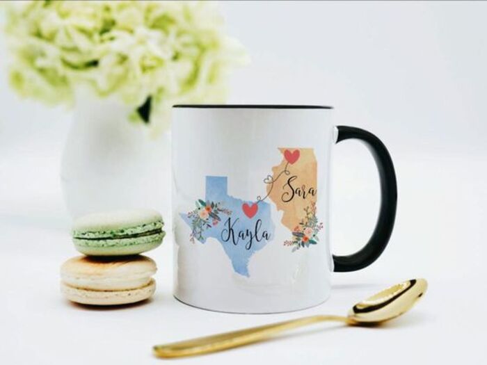 Long distance coffee mug: simple present for girls