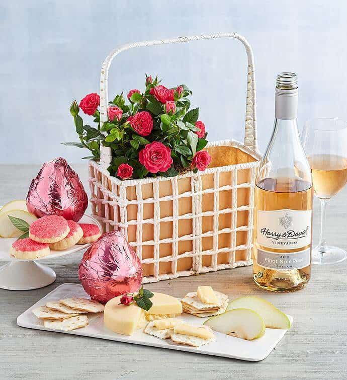 Mother’s Day Gifts For Wife - Rose And Rosé Wine Basket