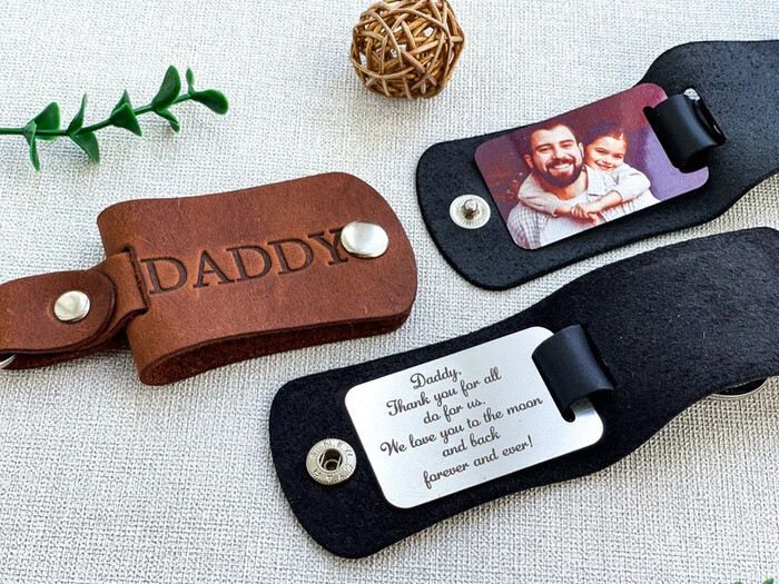 Stylish Photo Keychain - gift for father of the groom. 