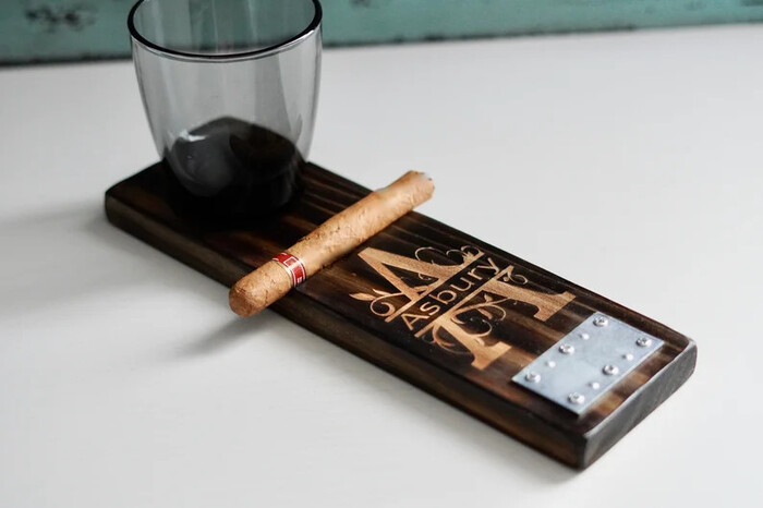Wooden Whiskey and Cigar Holder - wedding gift for father of groom. 