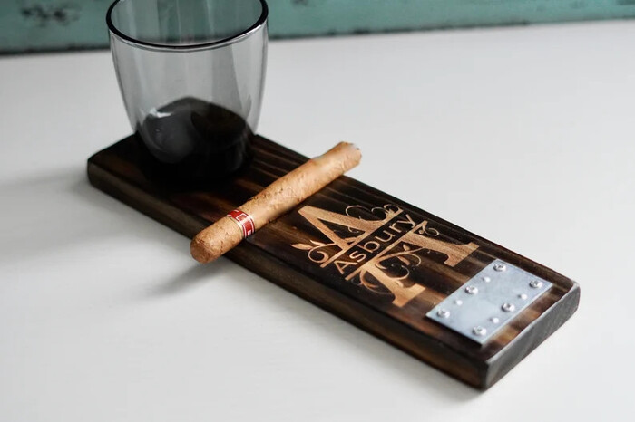 Wooden Whiskey And Cigar Holder - Wedding Gift For Father Of Groom. 