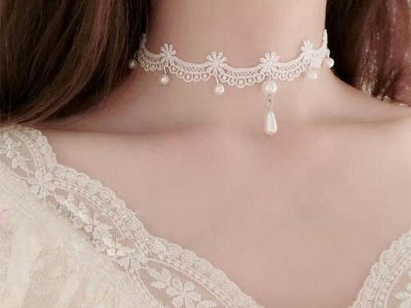 Pearl Lace Choker for 13th anniversary gift ideas for her