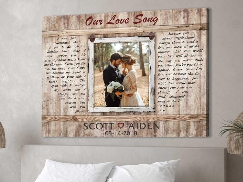 Any Song Lyric On Canvas For The 13Th Anniversary Wedding Gift