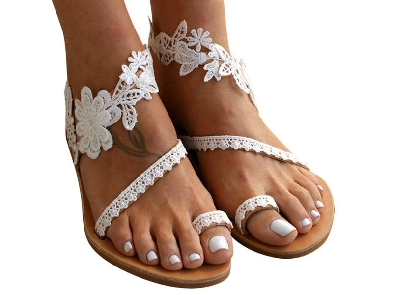 Lace Daisy Straw Flip Flops for lace gifts for 13th anniversary