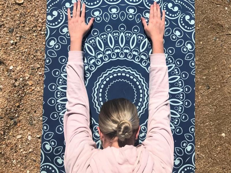 Namaste-Themed Yoga Mat For The 13 Year Anniversary Gift