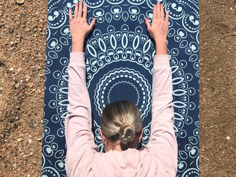 Namaste-themed Yoga Mat for the 13 year anniversary gift