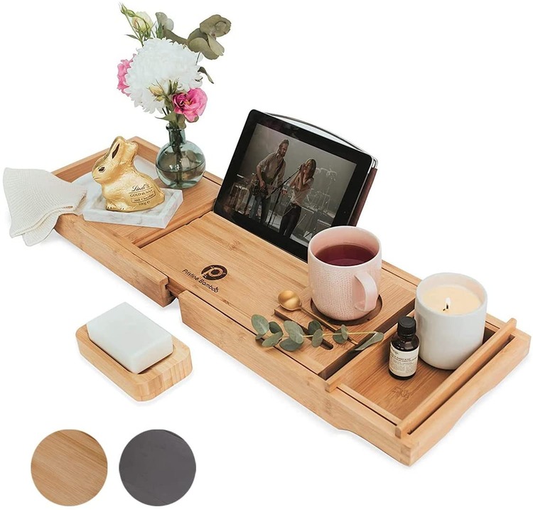 Mother's day gifts for new moms -Bamboo Bath Caddy Tray