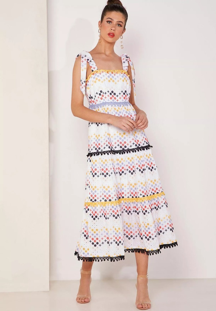 Mother's day gifts for new moms -Tie-Shoulder Tiered Dress