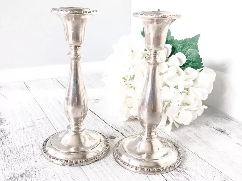 Vintage Silver Candlestick Holders for couple's 25 year anniversary gifts for him