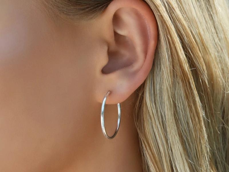 Sterling Silver Hoop Earrings for couple's 25th anniversary gifts to warm her heart