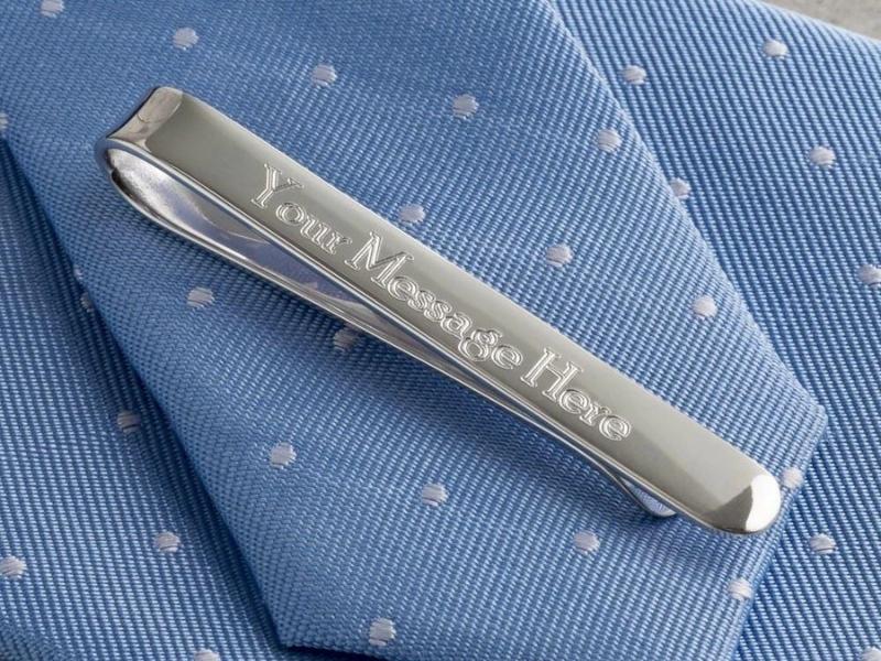 Sterling Silver Engravable Tie Bar - 25th anniversary decoration ideas for spouses.