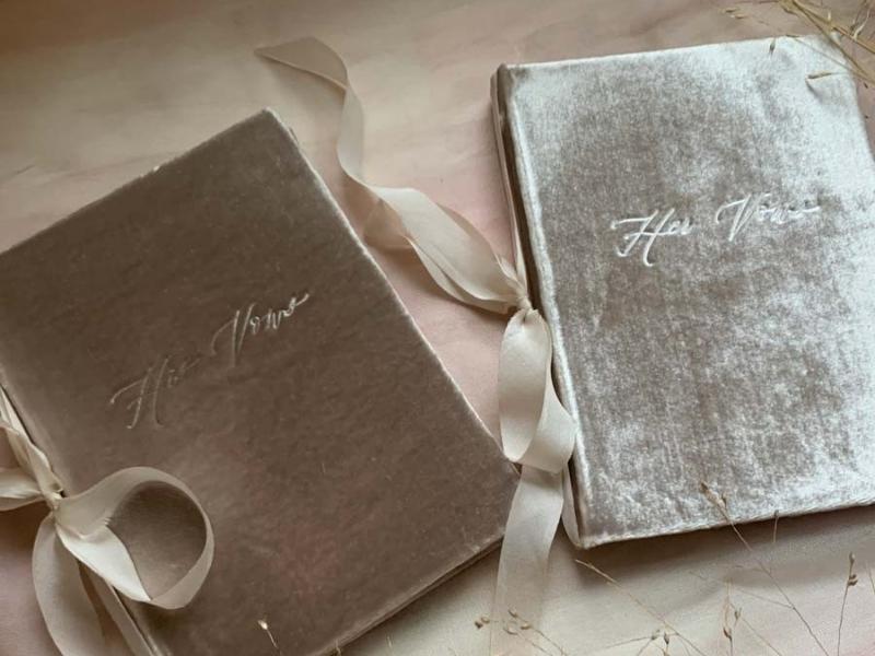 Wedding Vow Books Handmade With Silver Silk for 25th anniversary gift ideas for husband