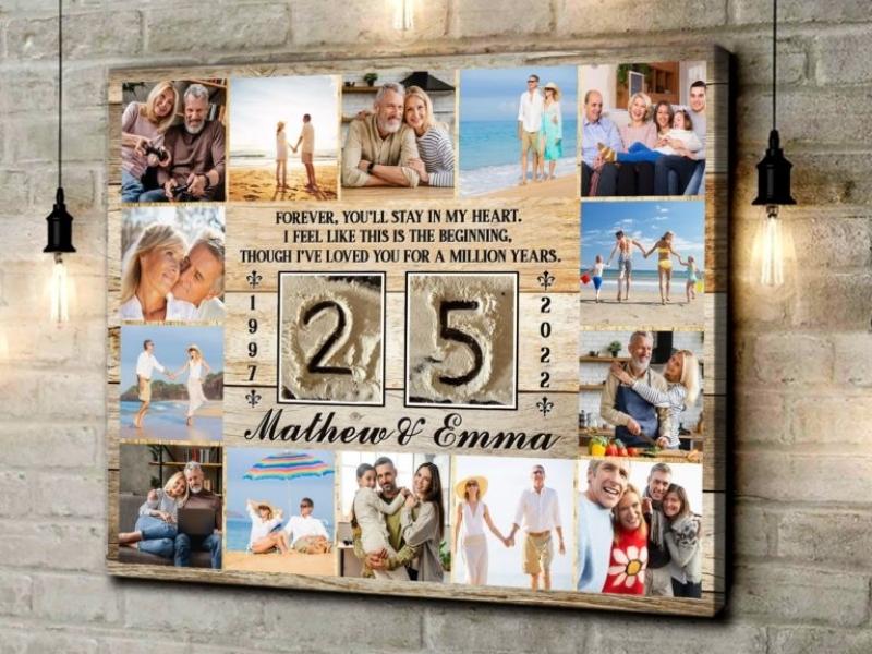 Personalized 25th Wedding Anniversary Gift for Couple 25th Anniversary Gifts  for Husband Wife 25th Wedding Anniversary Picture Collage Gift 