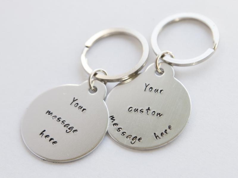 Stamped Personalized Key Chain for the 25th anniversary gift for your love